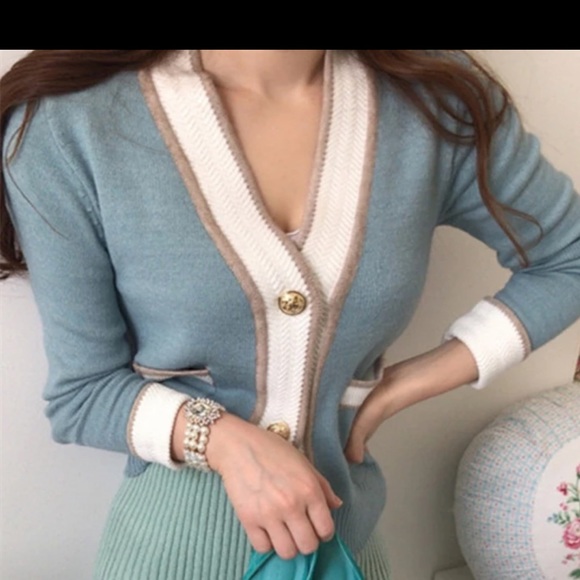 NEW Sweater M/L button down blue - Picture 2 of 6